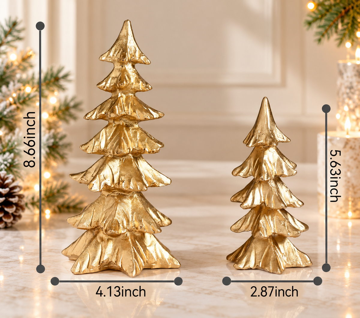 Golden Christmas Tree Figurines