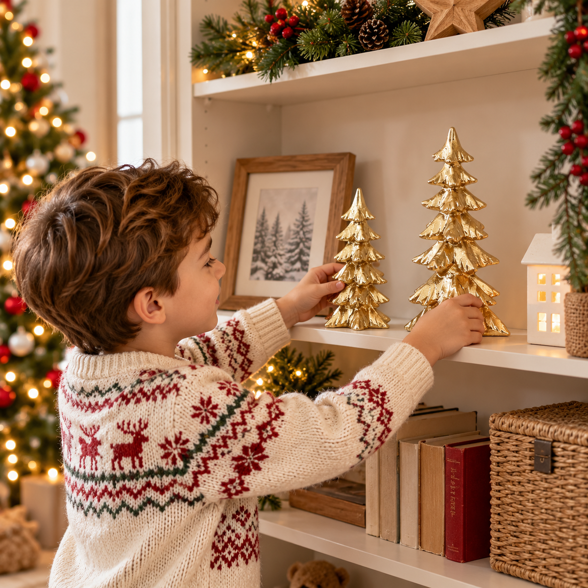 Golden Christmas Tree Figurines
