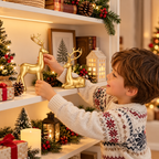 Golden Reindeer Figurines – Set of 4