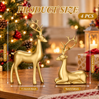 Golden Reindeer Figurines – Set of 4